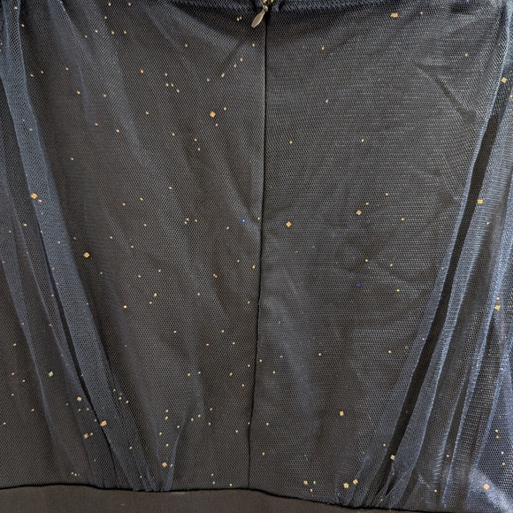 Chic Long Sleeve Navy Dress with Sheer Accents - Picture 4 of 4